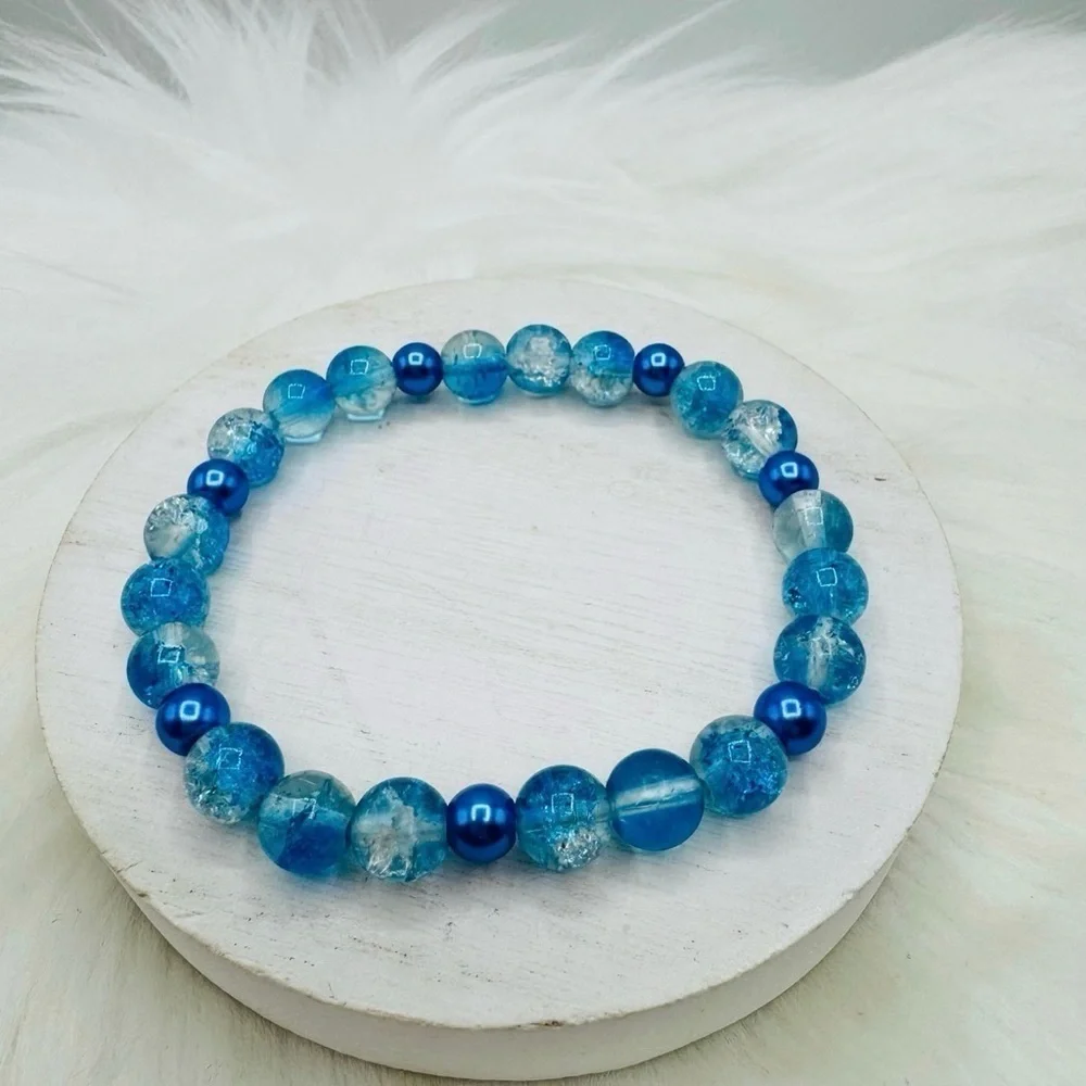 Gradient Glass Beaded Bracelet Style A Blue